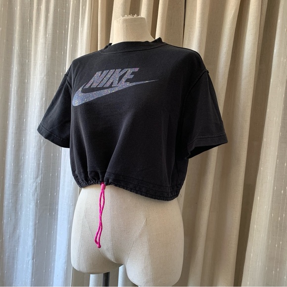 NIKE WOMENS CLASH SHORT SLEEVE CROP RETRO TOP S - Picture 10 of 10